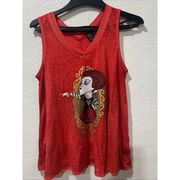 Alice in Wonderland Red Queen Womens Graphic Red Tank Top Size Medium - Picture 1 of 10